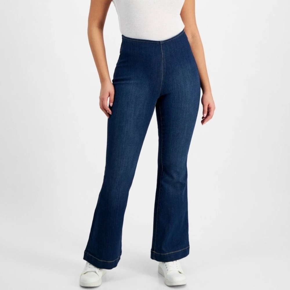 I.n.c. Concepts Petite High-Rise Flare-Leg Pull-on Denim Jeans Size 8P